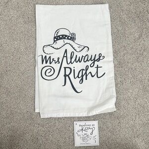*NWT* 'Mrs Always Right' & ‘Mr Right’ reversible tea towel